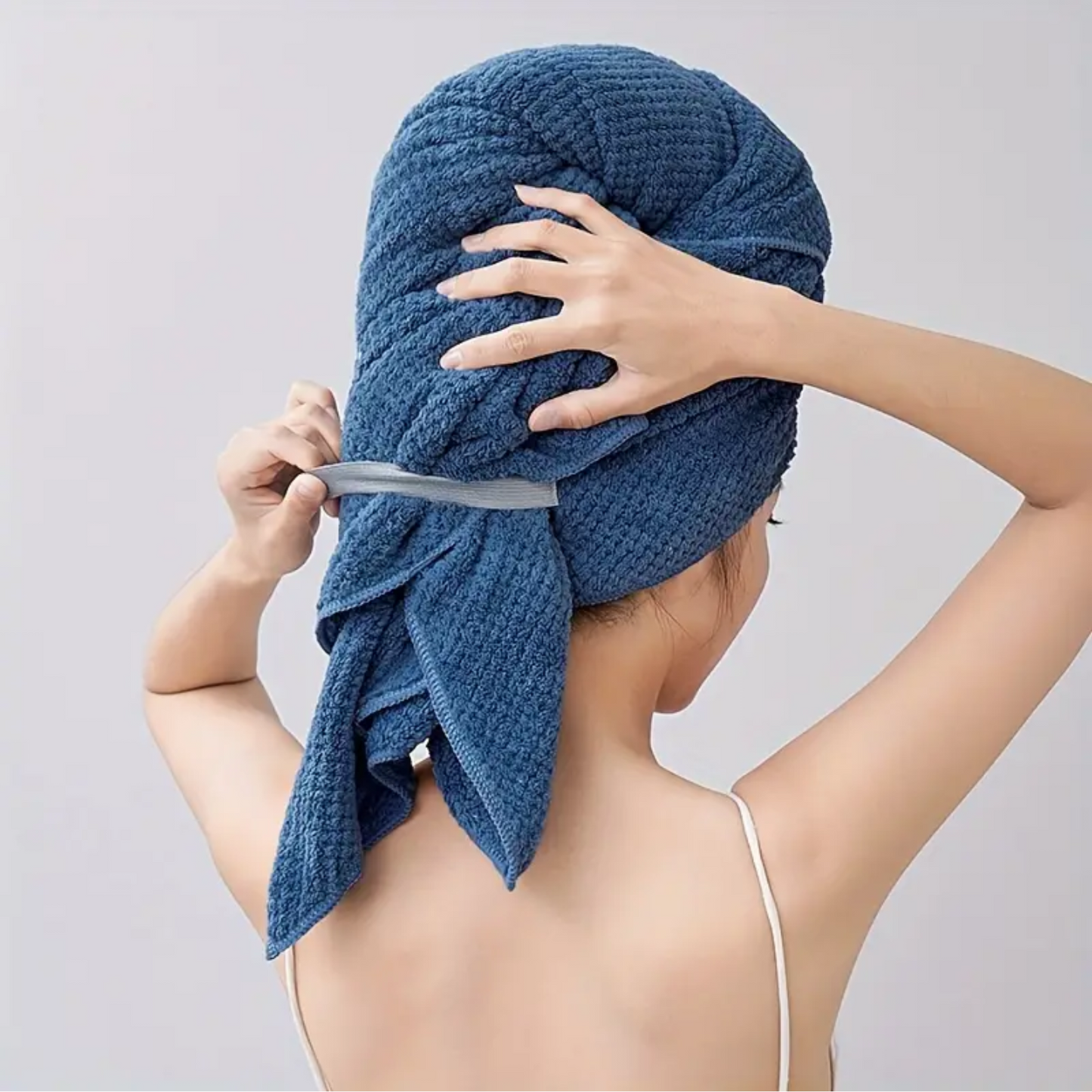 Large Microfiber Hair Towel Wrap With Elastic Band