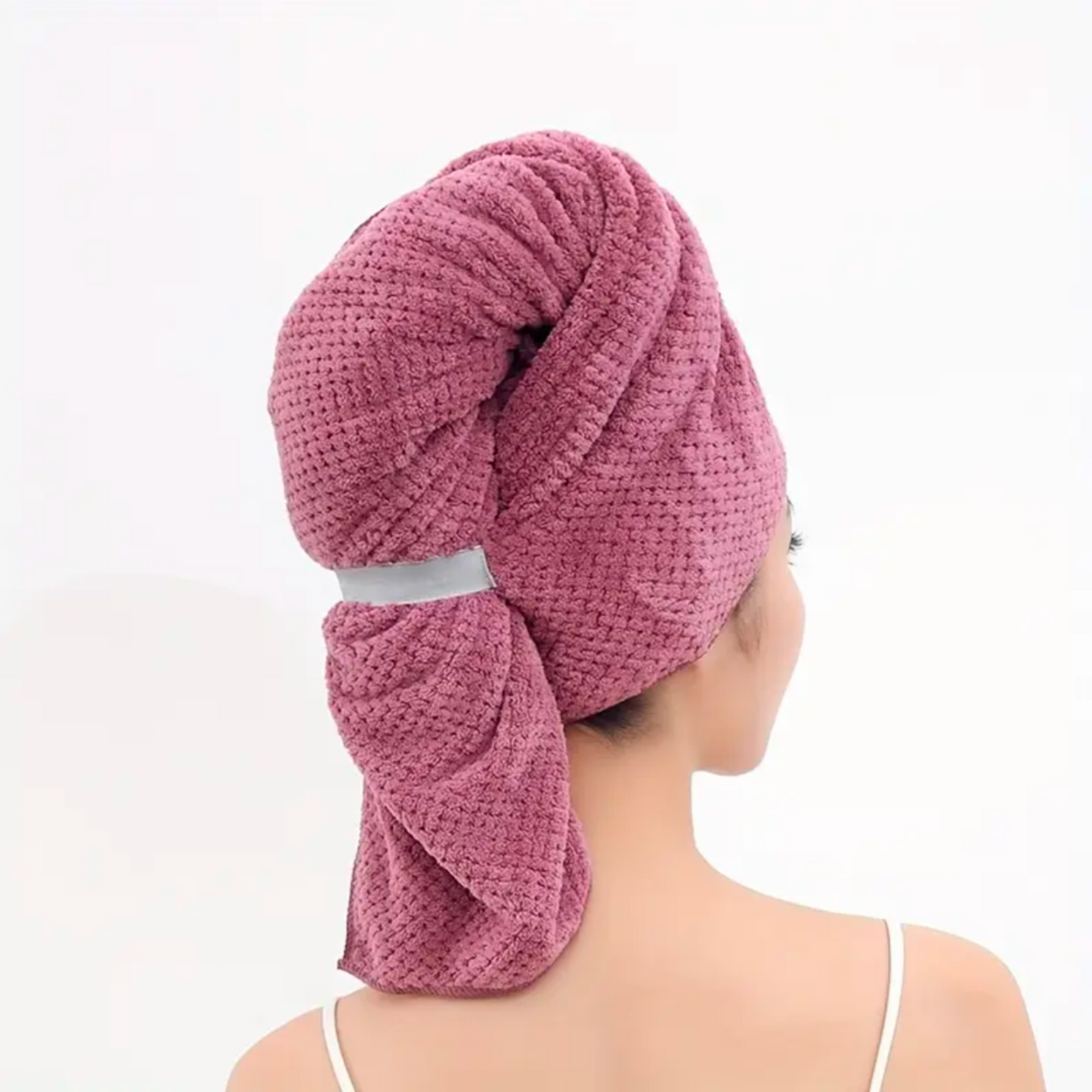 Large Microfiber Hair Towel Wrap With Elastic Band