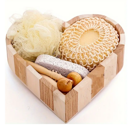 Heart-Shaped Wooden Spa Bath Gift Set